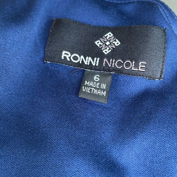Ronni Nicole Blue Abstract Travel Maxi Dress Stretch Women’s Size 6 - Picture 9 of 10